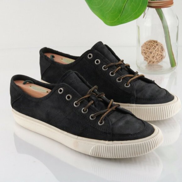 Frye Mens Miller Sneaker Size 9.5 Black Nubuck Casual Lace Up Shoe Low Top - Picture 2 of 12